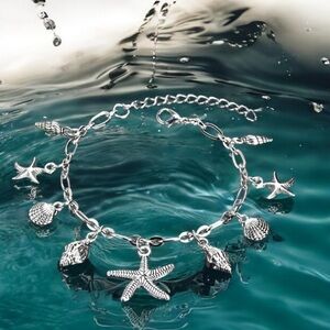 Summer Beach Style Starfish and Shell Anklet Adjustable Foot Jewelry.